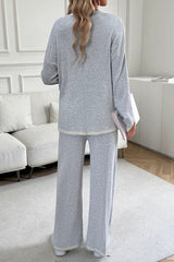 Devine Contrast Trim Round Neck Top and Pants Set from Enfance-Heureuse