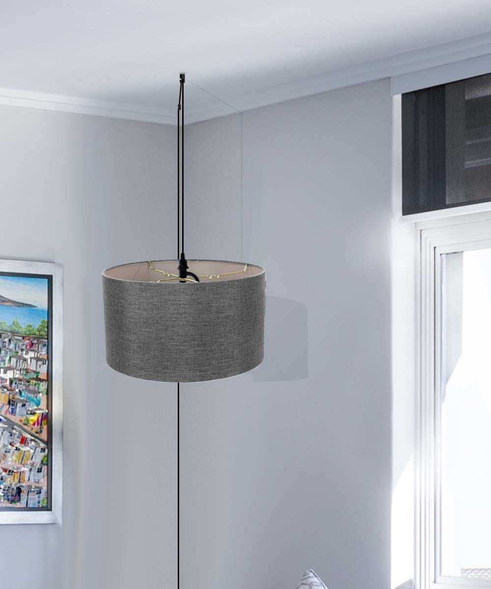 Light Plug In Swag Pendant Ceiling Light Granite Grey Shade From LampsUSA