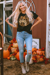 Black Halloween Sunflower Pumpkin T-Shirts from MsDressly
