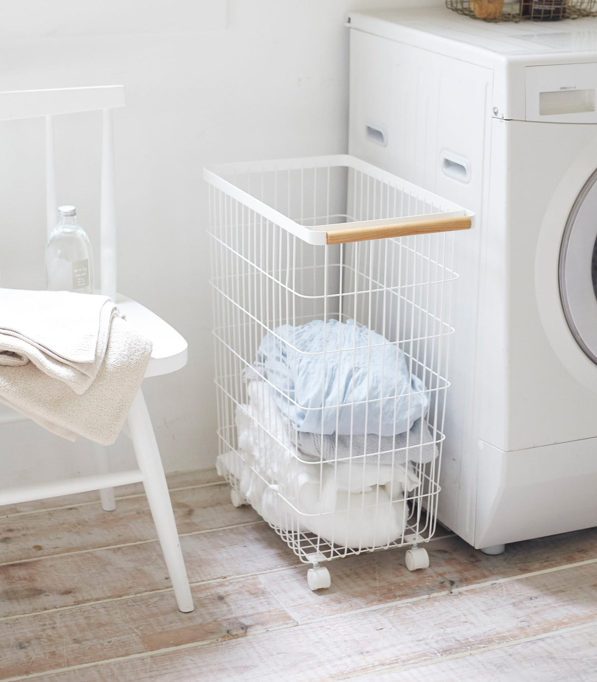 Rolling Wire Basket (24" H)  - Steel + Wood from Yamazaki Home