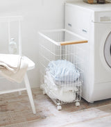Rolling Wire Basket (24" H)  - Steel + Wood from Yamazaki Home