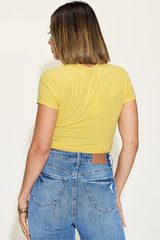 Basic Bae Full Size Ribbed Round Neck Short Sleeve T-Shirt from Enfance-Heureuse