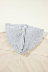 Beige Oversized Corduroy Contrast Hooded Shacket from MsDressly