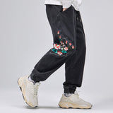 Flowers of Peace Embroidery Joggers  From Niepce Inc