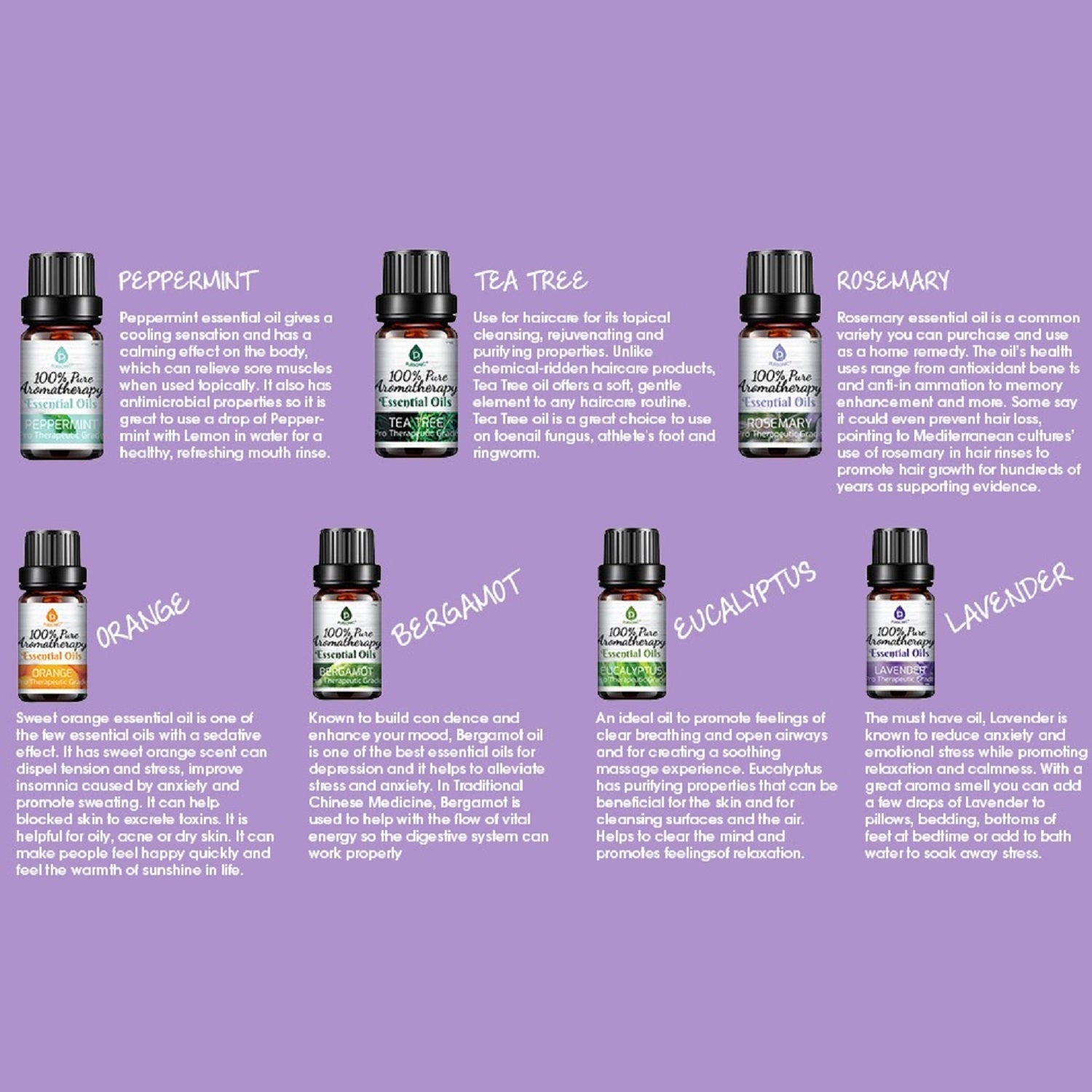 14 Pack of 100% Pure Essential Aromatherapy Oils from Pursonic
