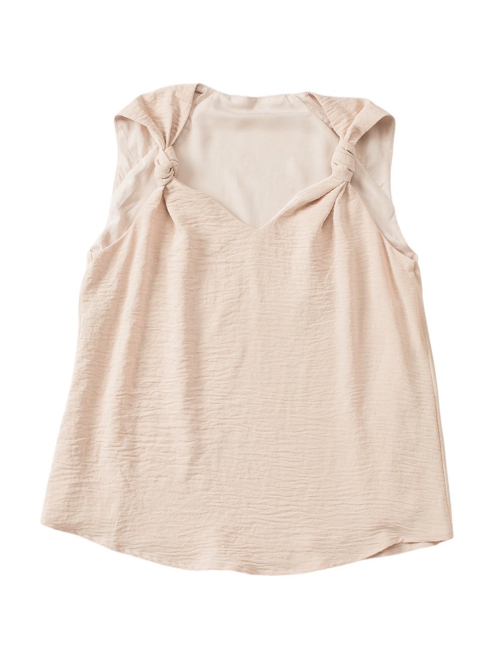 Apricot Twisted Shoulder V Neck Tank Top From MsDressly