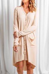 Apricot V-Neck Button-Up Cardigan with Pockets from MsDressly