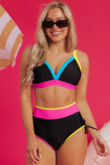 Itzel Drawstring Side V Neck High Waist Bikini Set from Threaded Pear