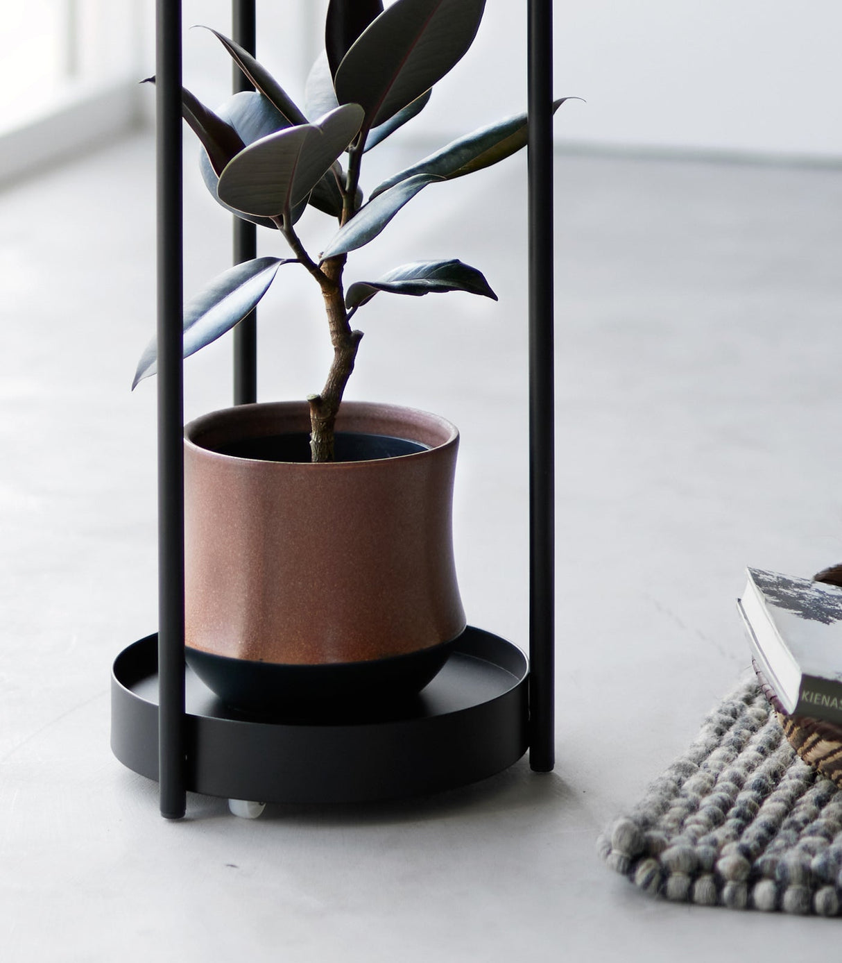 Two-Tier Rolling Plant Stand (28" H)  - Steel from Yamazaki Home