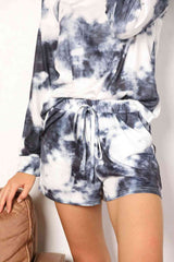 Shiny Tie-Dye Round Neck Top and Shorts Lounge Set from Enfance-Heureuse