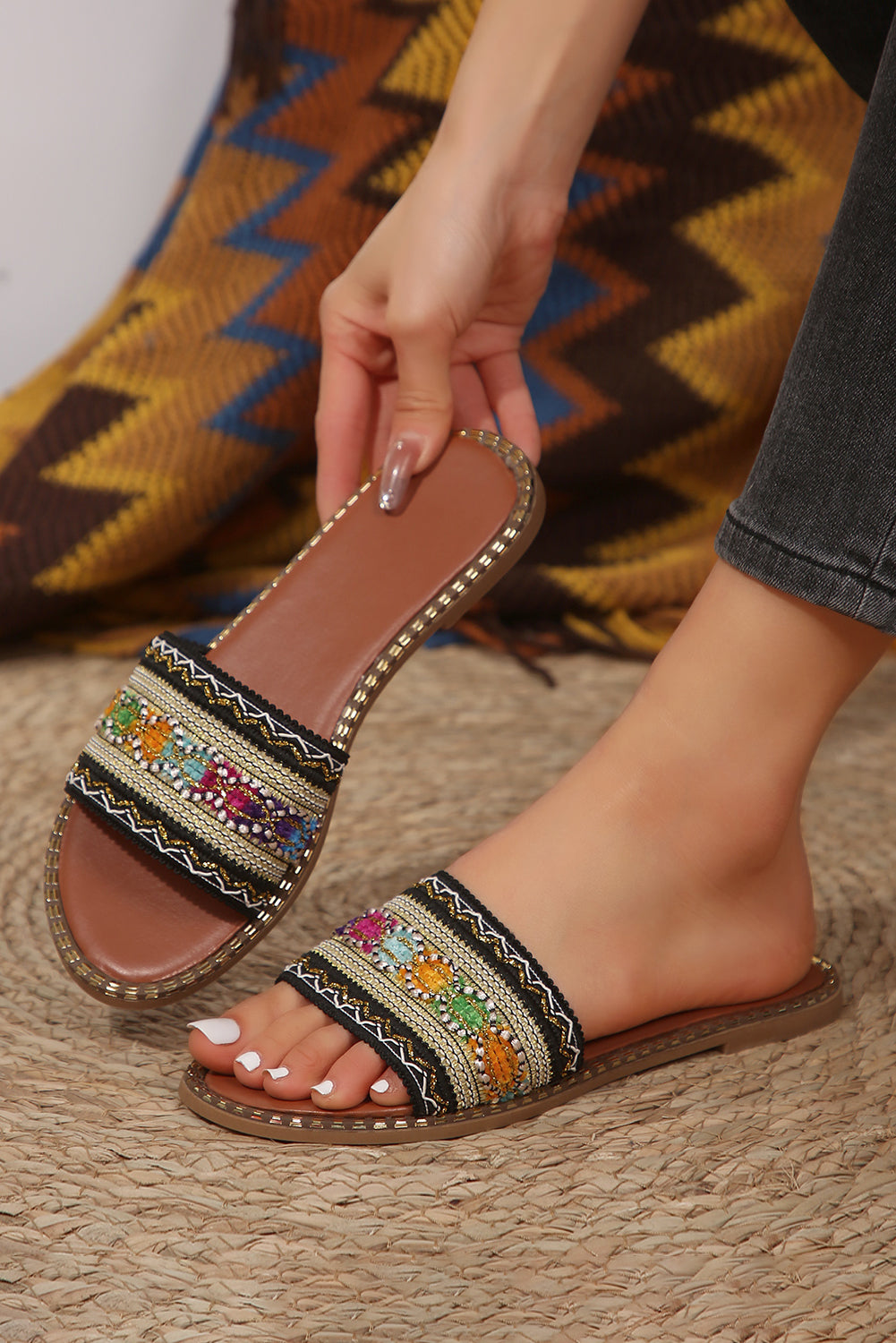 Quincy Bohemian Pattern Crochet Slippers from Threaded Pear