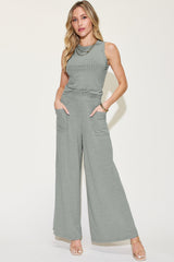 Basic Bae Full Size Ribbed Tank and Wide Leg Pants Set from Enfance-Heureuse