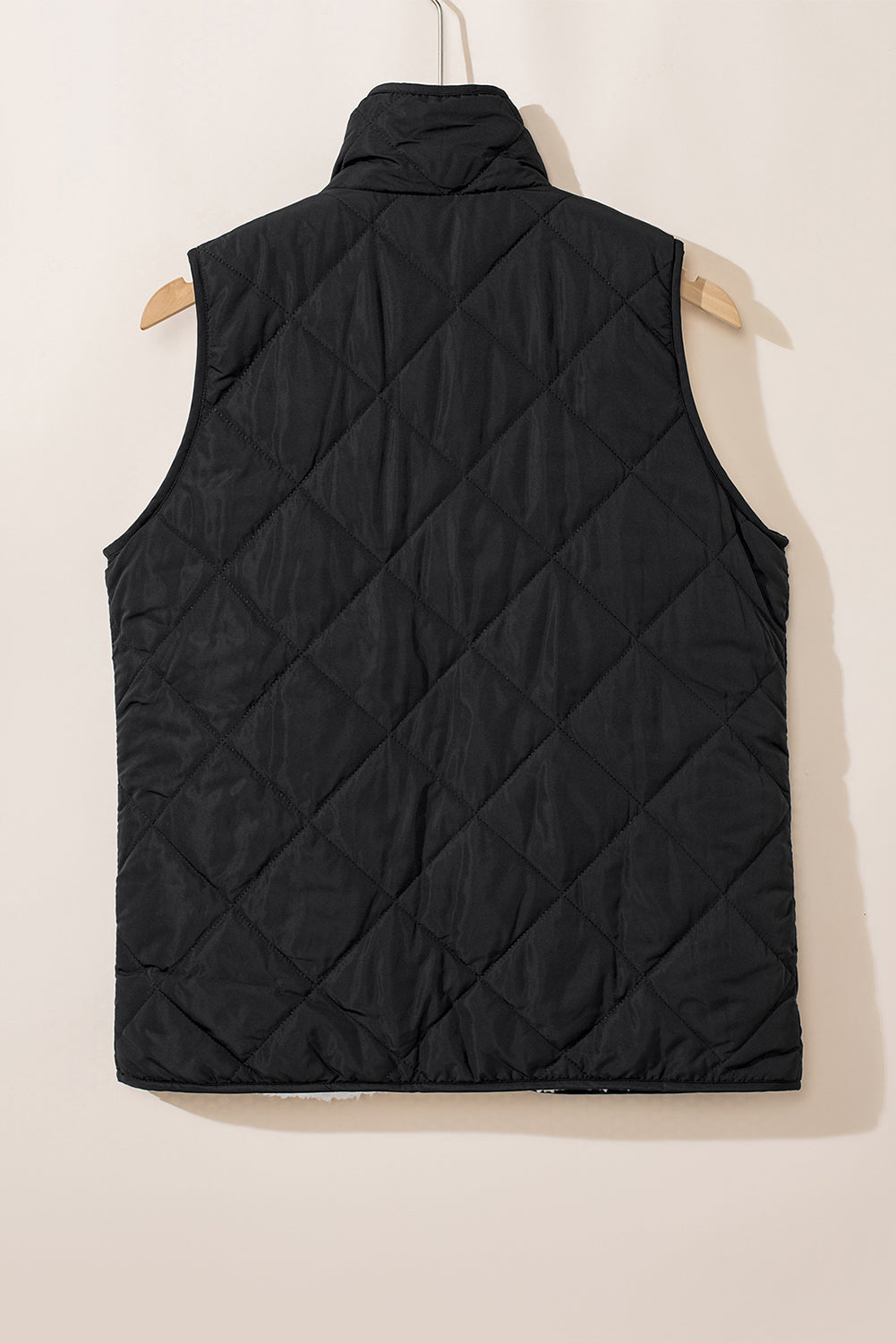 Black Fleece Lined Quilted Zip up Vest Coat From MsDressly