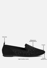 Abedi Rhinestone Embellished Pull Tab Loafers from London Rag International
