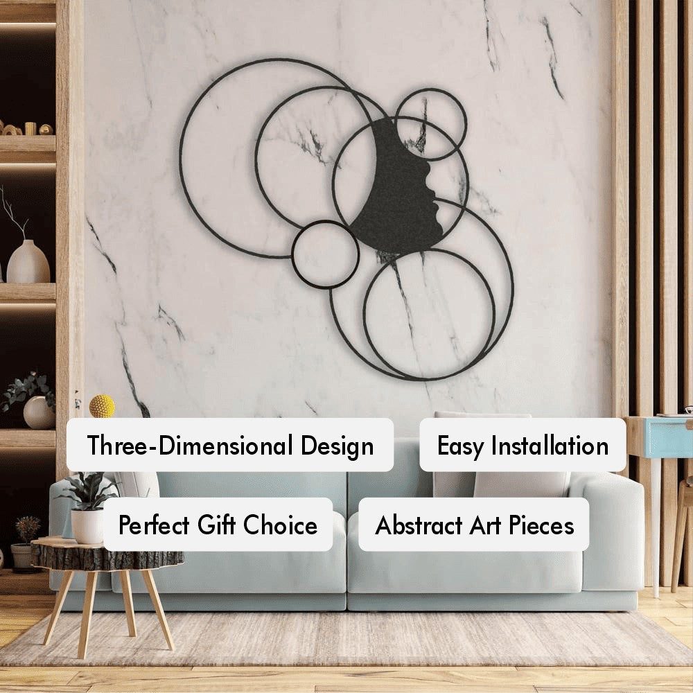 Metal Decor with Girl and Circles from VITAHOME DESIGN LLC