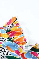 Abstract Print High Neck Flutter Sleeves Summer Top in Multicolor from MsDressly