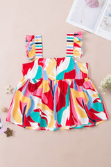 Abstract Print Square Neck Multicolor Tank Top From MsDressly