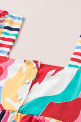 Abstract Print Square Neck Multicolor Tank Top From MsDressly