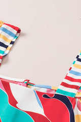 Abstract Print Square Neck Multicolor Tank Top From MsDressly