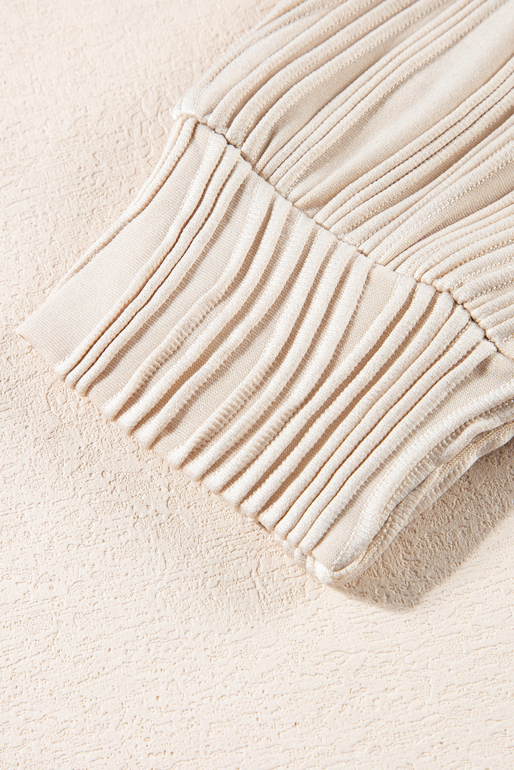 Apricot Textured Wavy Round Neck Long Sleeve Top from MsDressly