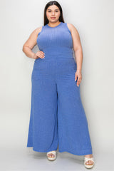 Basic Bae Full Size Ribbed Tank and Wide Leg Pants Set from Enfance-Heureuse