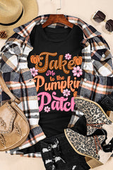 Black Take Me To The Pumpkin Patch Flower Print T Shirt from MsDressly