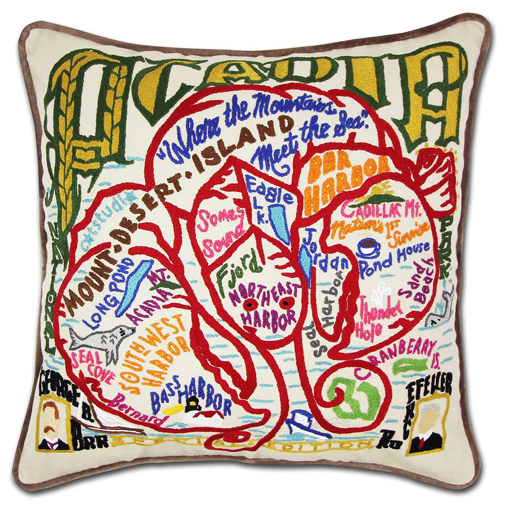 Acadia National Park Hand-Embroidered Pillow from Quirks!