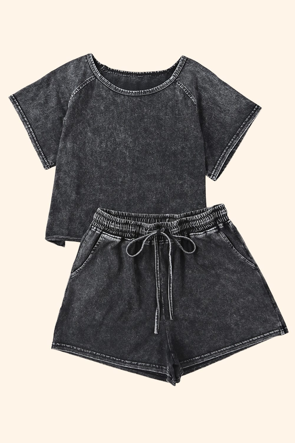 Acid Washed Black Lounge Ensemble with Shorts from MsDressly