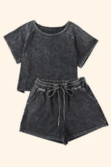 Acid Washed Black Lounge Ensemble with Shorts from MsDressly