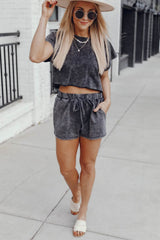 Acid Washed Black Lounge Ensemble with Shorts from MsDressly