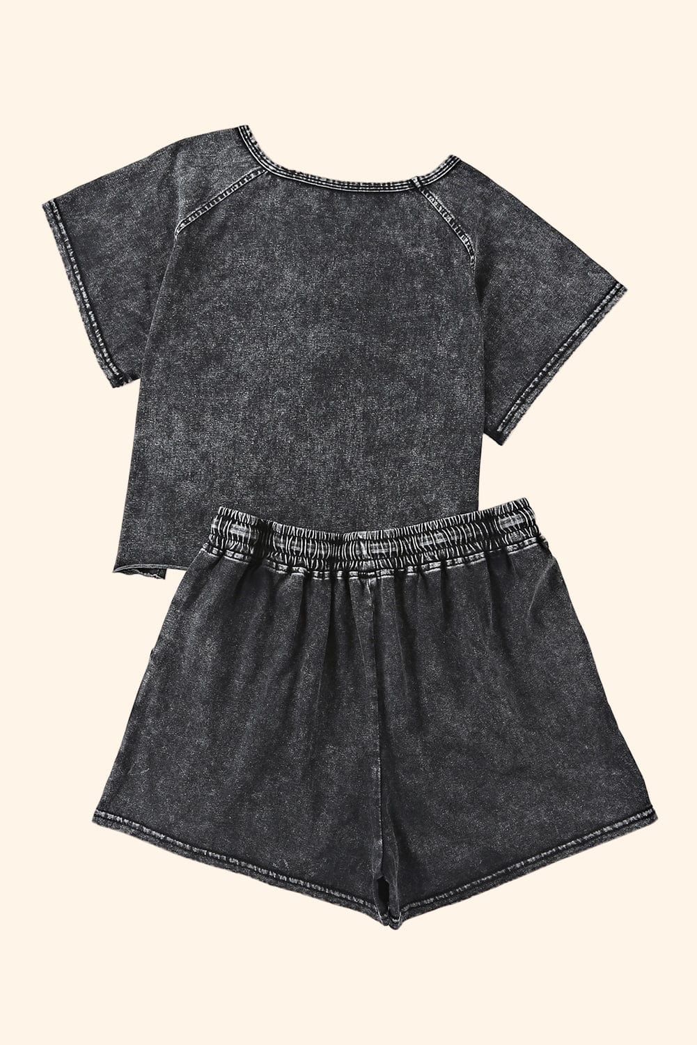 Acid Washed Black Lounge Ensemble with Shorts from MsDressly