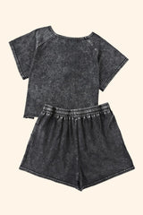 Acid Washed Black Lounge Ensemble with Shorts from MsDressly