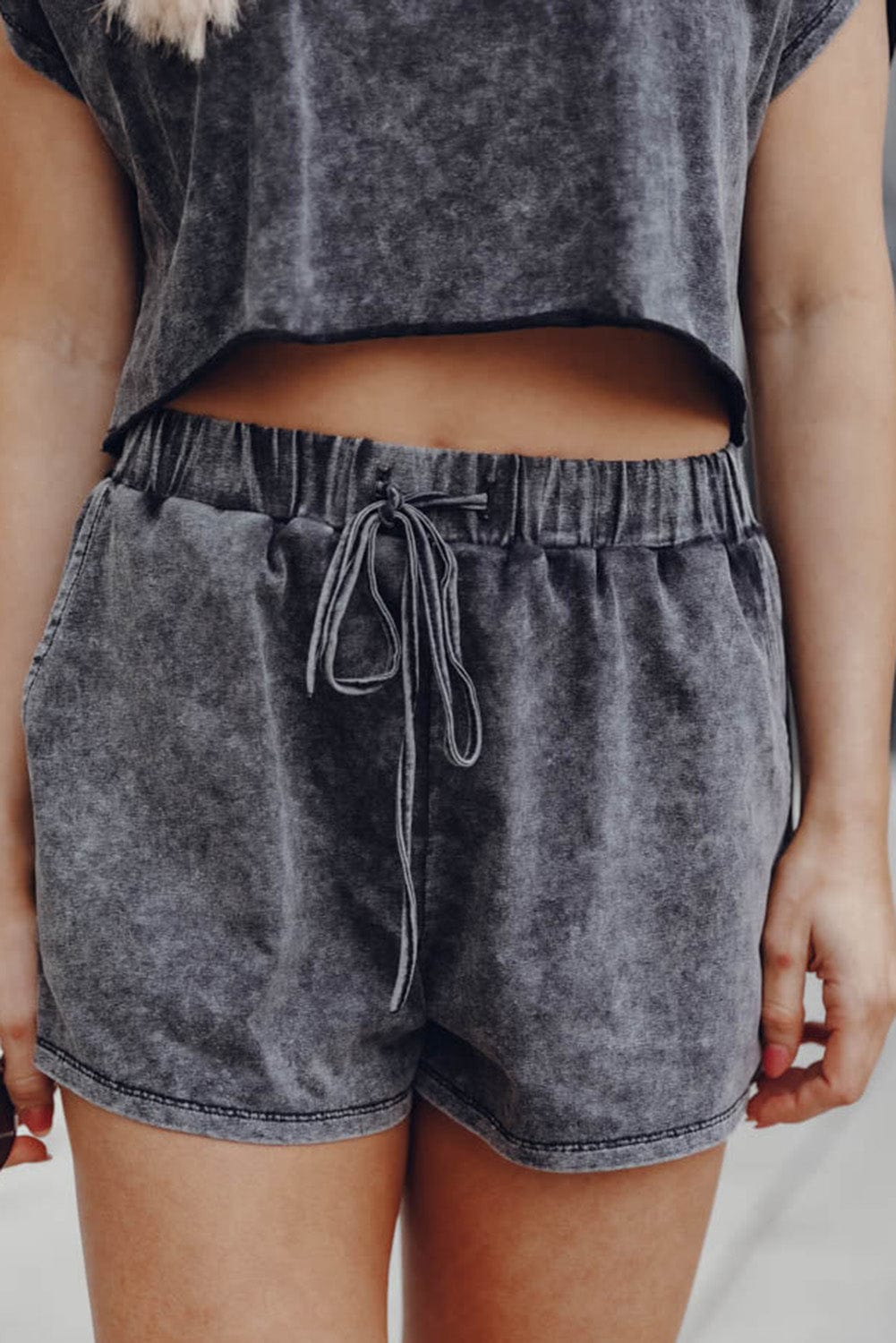 Acid Washed Black Lounge Ensemble with Shorts from MsDressly