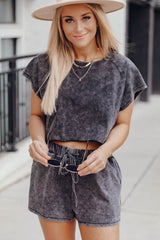 Acid Washed Black Lounge Ensemble with Shorts from MsDressly