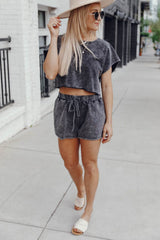 Acid Washed Black Lounge Ensemble with Shorts from MsDressly