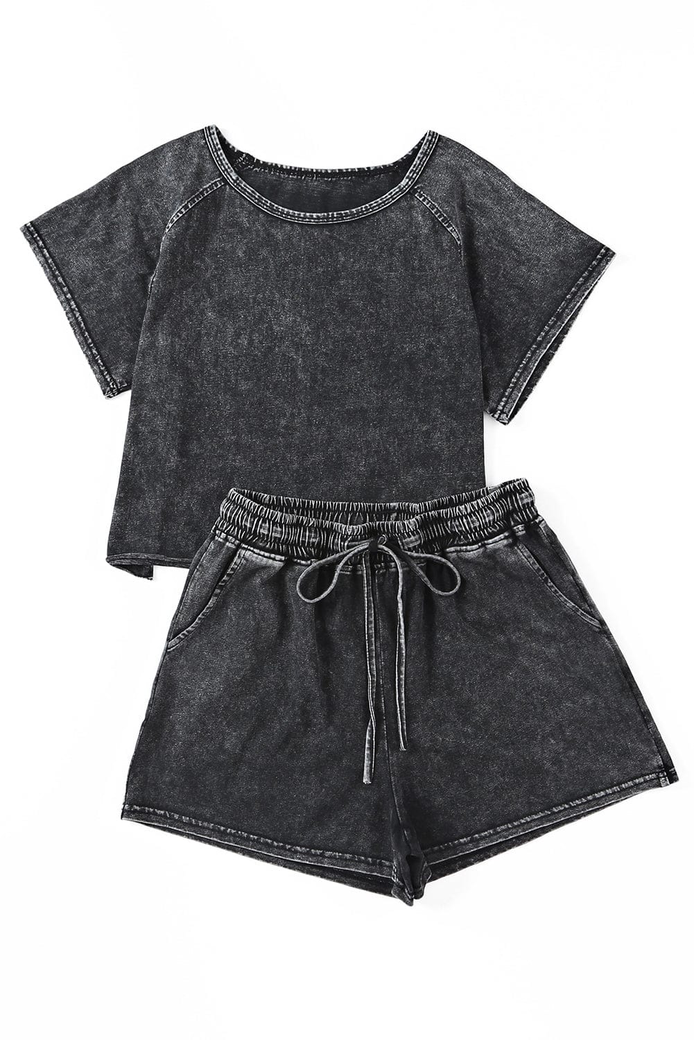 Acid Washed Black Lounge Ensemble with Shorts from MsDressly