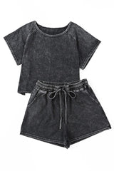 Acid Washed Black Lounge Ensemble with Shorts from MsDressly