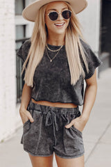 Acid Washed Black Lounge Ensemble with Shorts from MsDressly