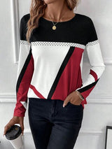 Contrast Round Neck Long Sleeve T-Shirt from Enfance-Heureuse