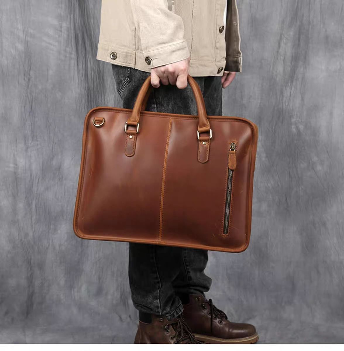 The Hemming Leather Laptop Bag | Vintage Leather Briefcase from STEEL HORSE LEATHER