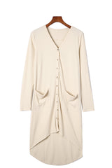 Apricot V-Neck Button-Up Cardigan with Pockets from MsDressly