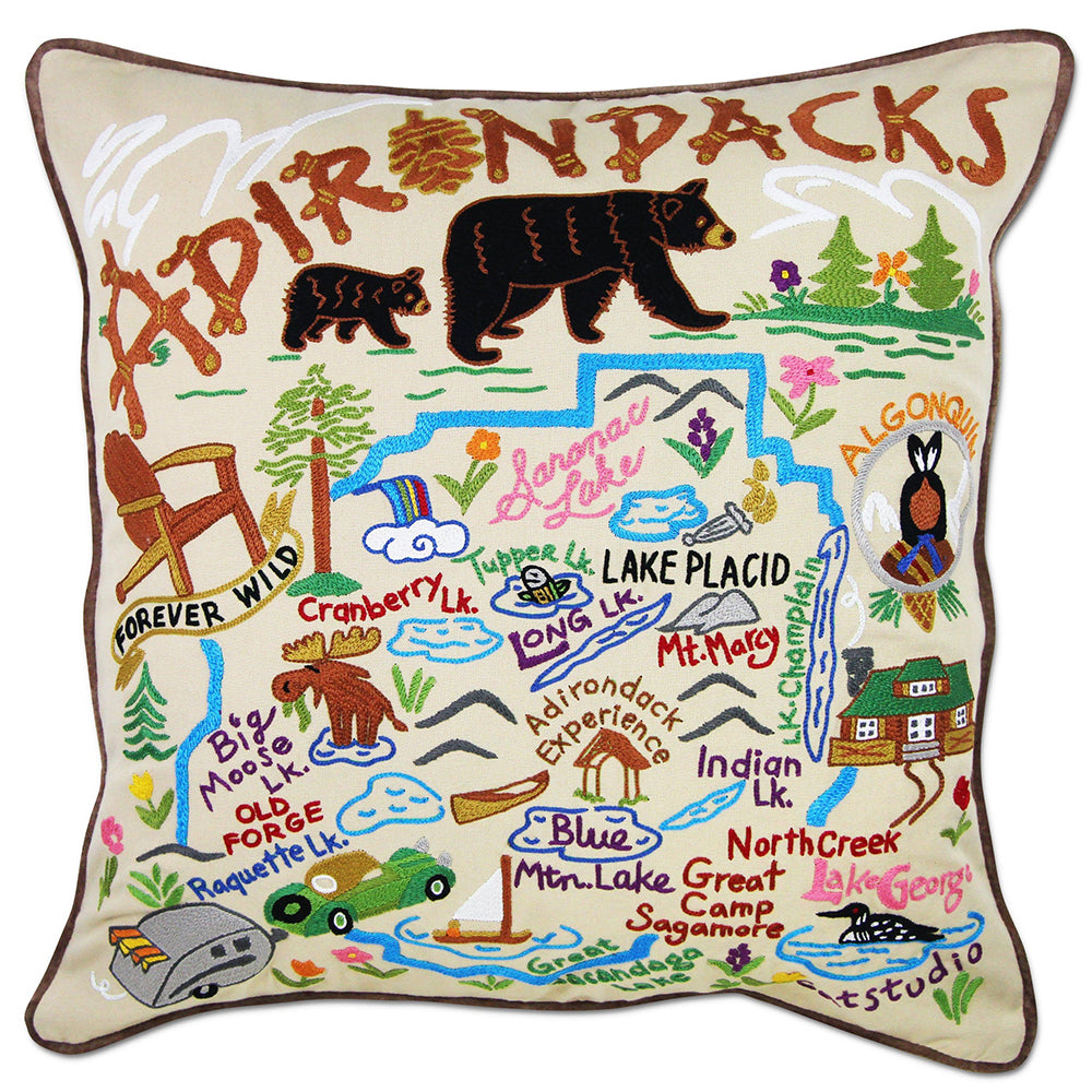 Adirondacks Hand-Embroidered Pillow from Quirks!
