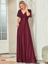 Adorable Plunging V-Neck Ribbon Belt Evening Gown from MsDressly