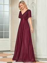 Adorable Plunging V-Neck Ribbon Belt Evening Gown from MsDressly