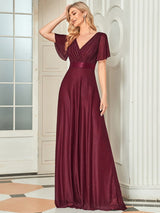 Adorable Plunging V-Neck Ribbon Belt Evening Gown from MsDressly