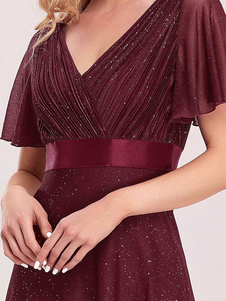 Adorable Plunging V-Neck Ribbon Belt Evening Gown from MsDressly