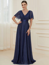 Adorable Plunging V-Neck Ribbon Belt Evening Gown from MsDressly
