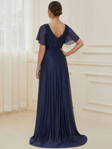 Adorable Plunging V-Neck Ribbon Belt Evening Gown from MsDressly