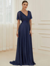 Adorable Plunging V-Neck Ribbon Belt Evening Gown from MsDressly