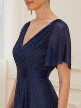 Adorable Plunging V-Neck Ribbon Belt Evening Gown from MsDressly